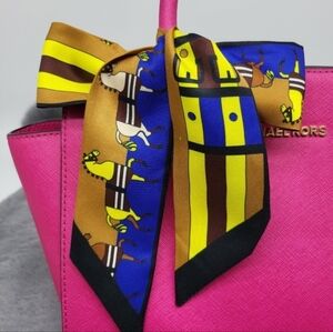 New Horse Print Silk Skinny Scarf Twilly